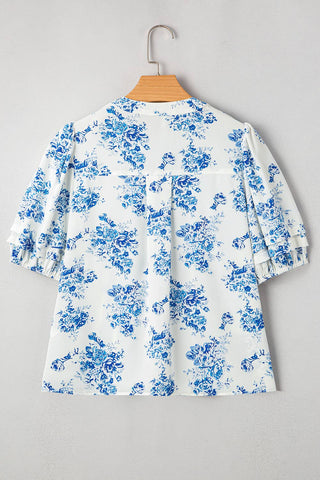 Viola Blue Floral  Blouse