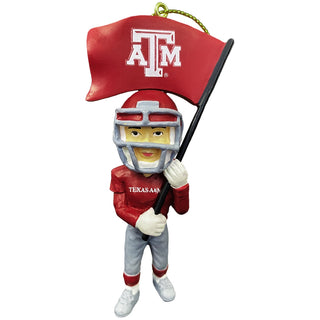 Texas A&M football player figurine ornament holding maroon ATM flag