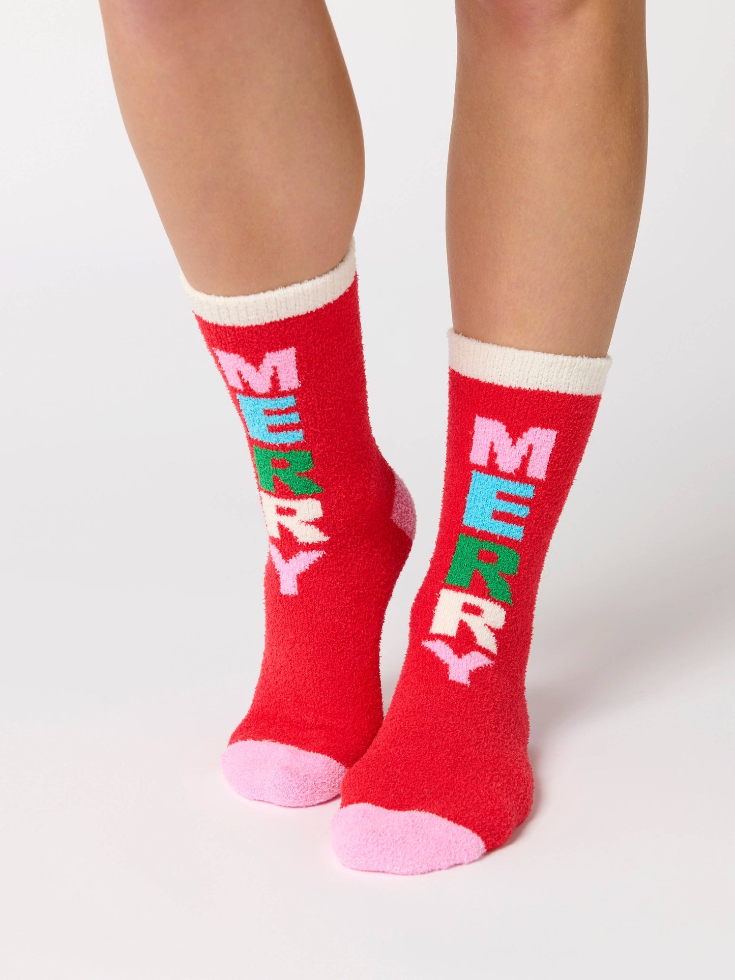 "MERRY" SOCKS,RED