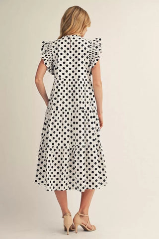 Polka Dot Ruffle Sleeve Dress