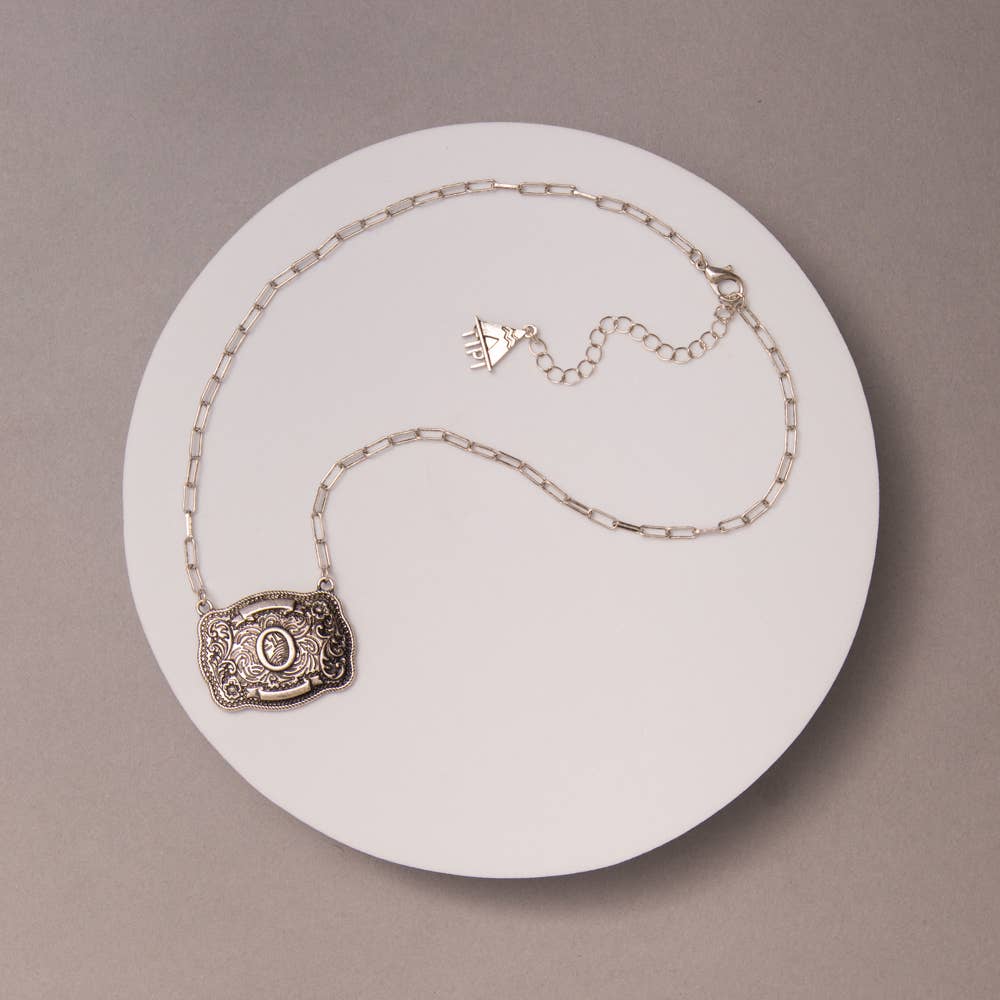 Western Buckle Initial Necklace