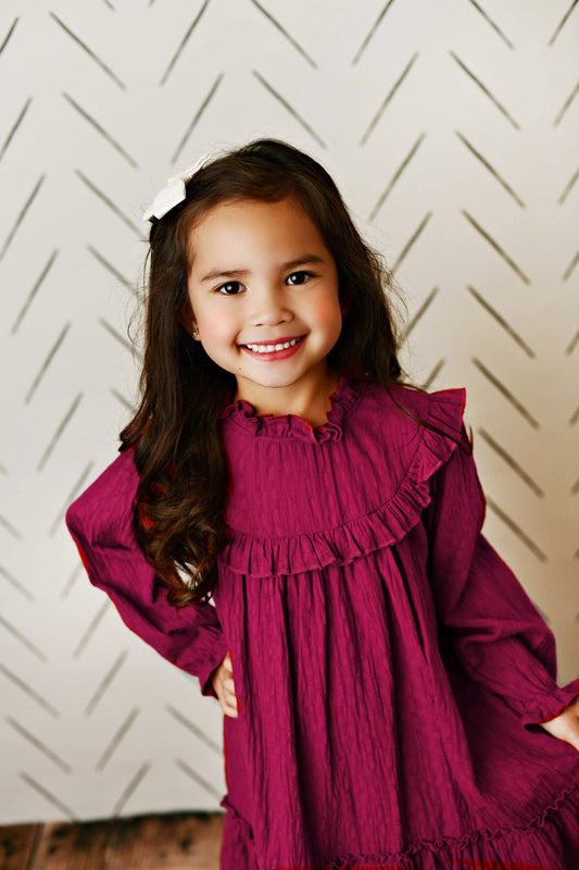 Girls  Plum Ruffle Dress