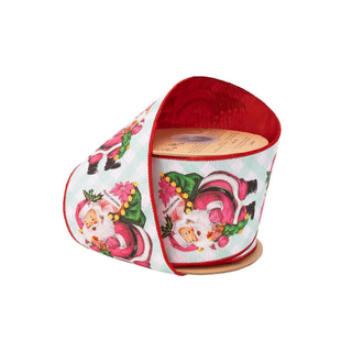 4" Wired Retro Pink Santa  Ribbon