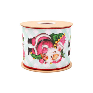 4" Wired Retro Pink Santa  Ribbon