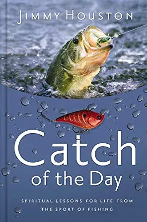 Catch of the Day book cover by Jimmy Houston, bass fish leaping with red lure