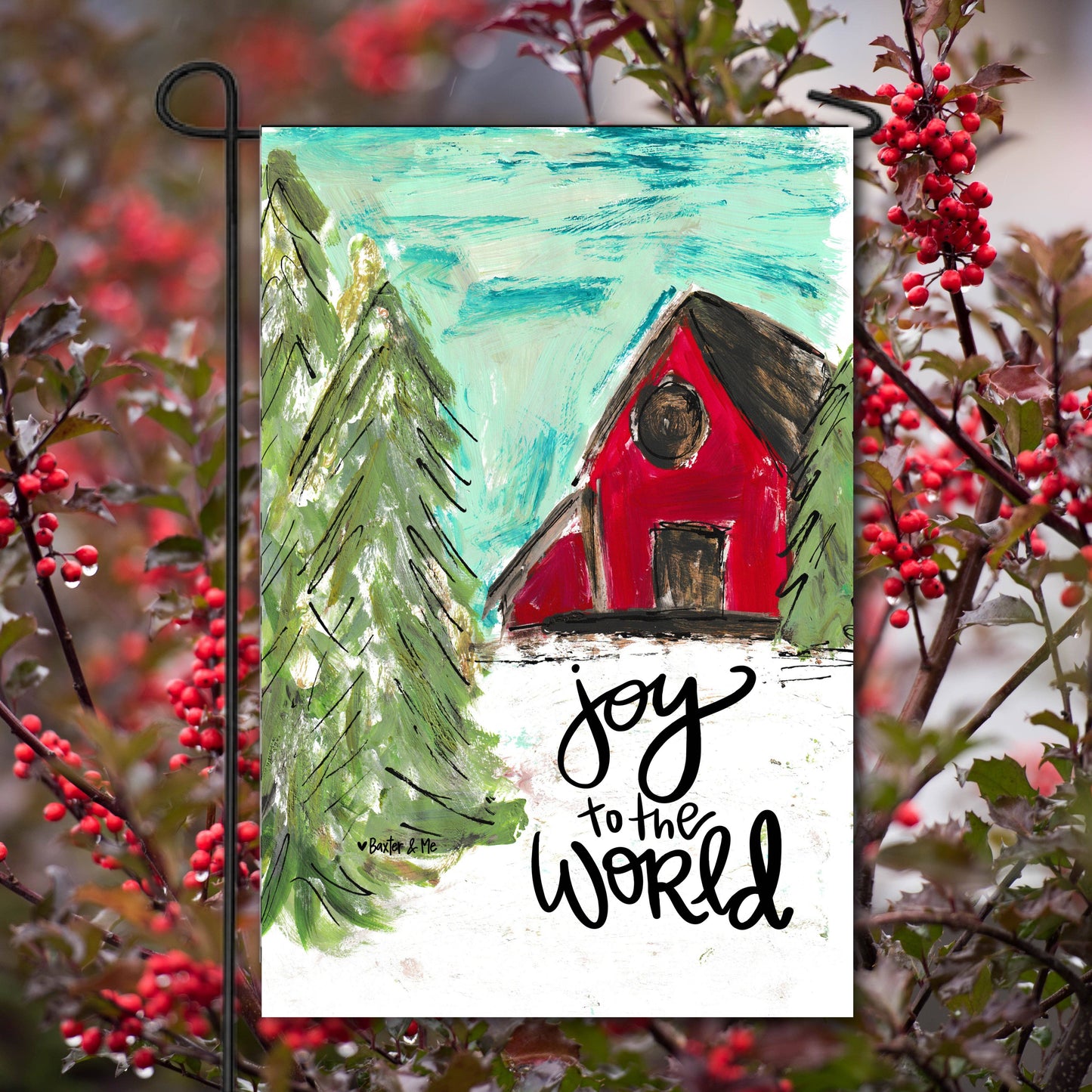 Joy to the World Barn Garden Flag