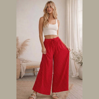 Relaxed Polka Dot Wide Leg Pants