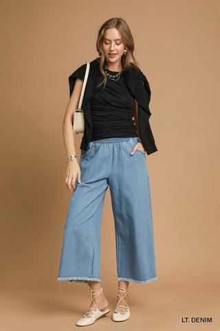 Elastic Denim Pants