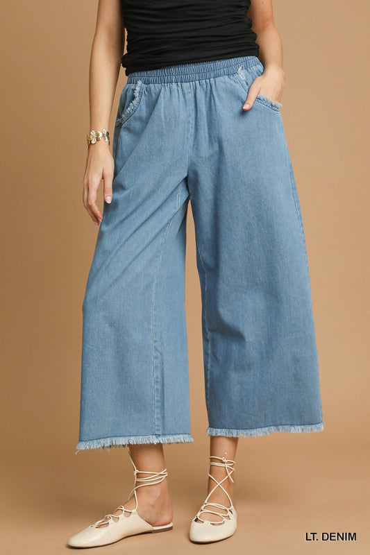 Elastic Denim Pants