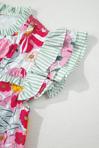 Jessa Floral Ruffle Trim Blouse