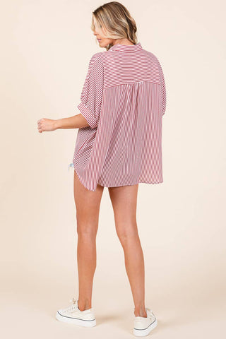 Oversized Short Sleeve Button Down Shirt