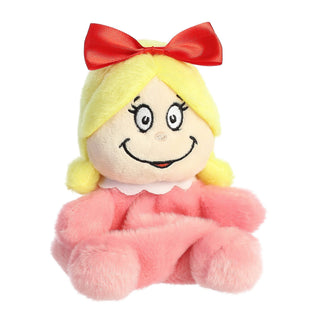 Aurora 5-inch Cindy-Lou Who Palm Pals plush toy with blonde hair and red bow