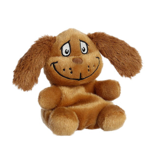 Aurora 5-inch Max Palm Pals brown plush dog stuffed animal with cartoon smile