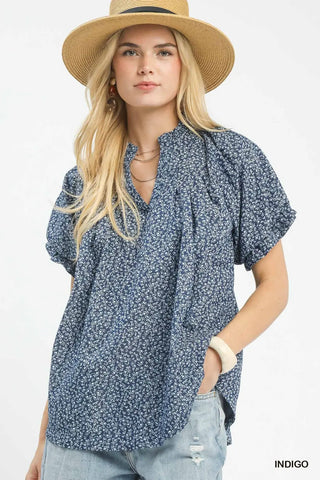 Indigo Mini Floral Top