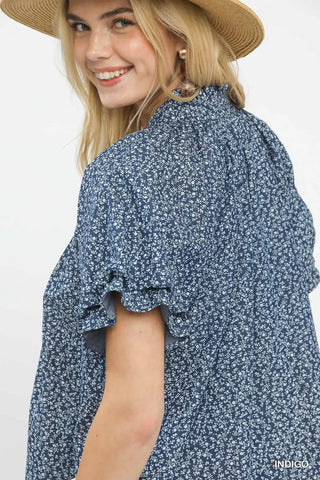 Indigo Mini Floral Top