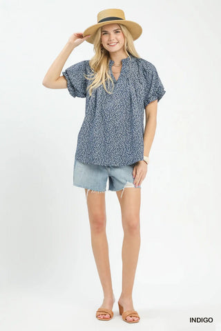 Indigo Mini Floral Top