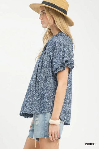 Indigo Mini Floral Top