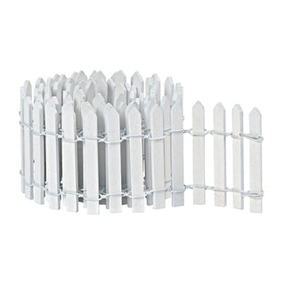 White miniature picket fence sections for Department 56 Snow Village display