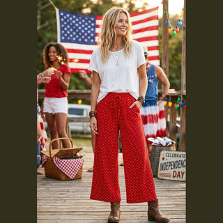 Relaxed Polka Dot Wide Leg Pants
