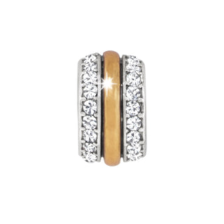 Brighton Intrigue Spacer charm with gold center band and crystal-studded silver sides