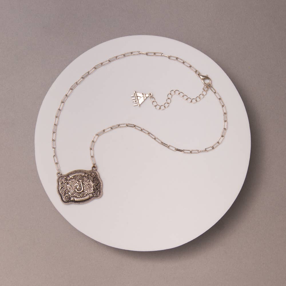 Western Buckle Initial Necklace