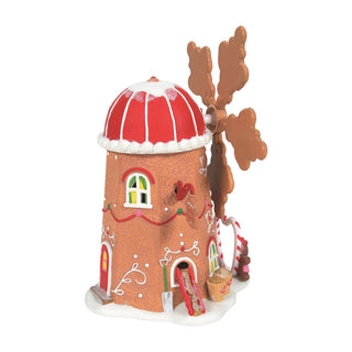 Department 56 Gingerbread Cookie Mill with red striped roof and decorative icing details