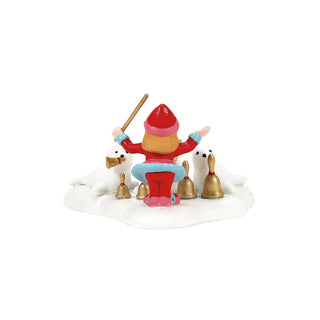 Department 56 Belle & Bell Choir figurine featuring character with two white geese and golden bells
