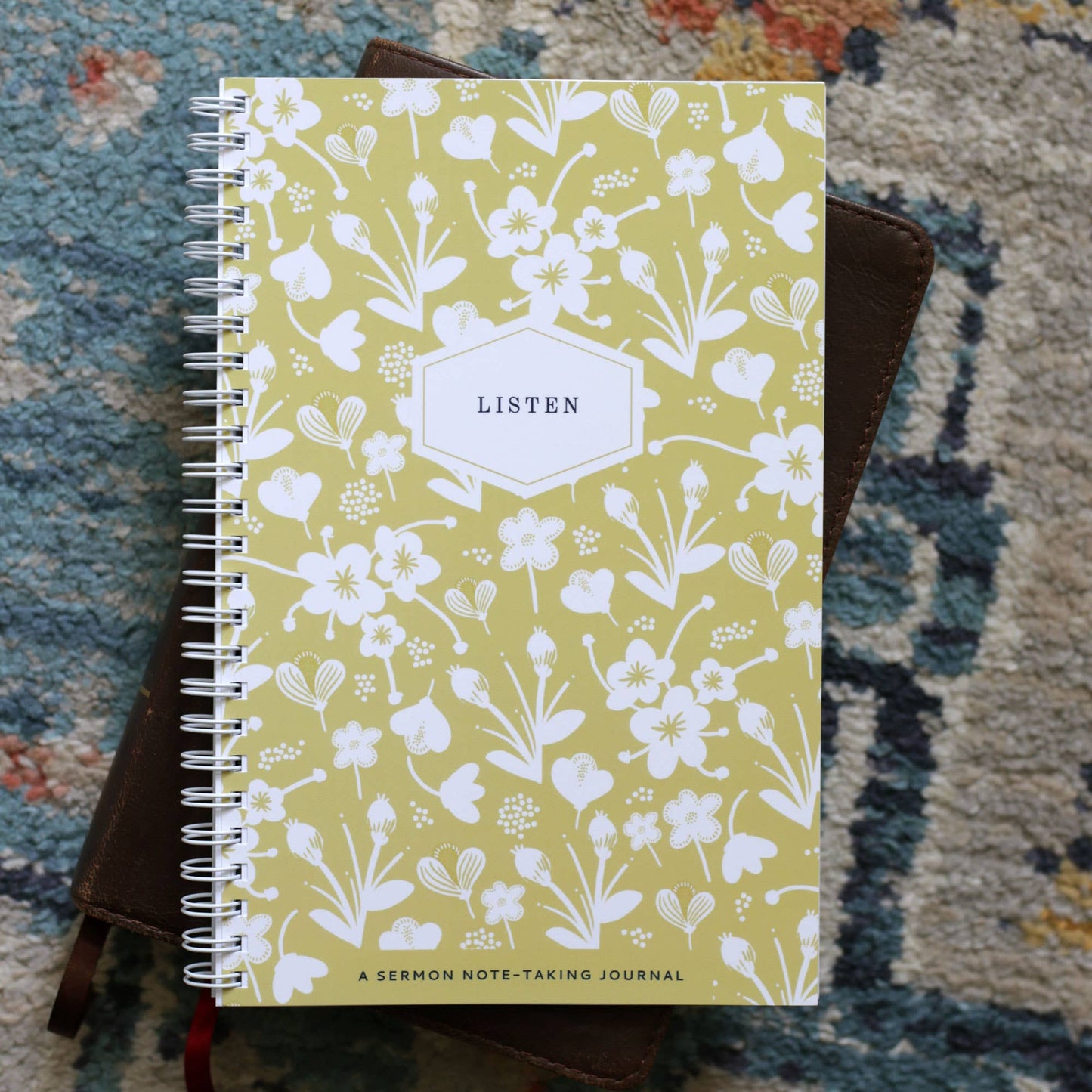 Listen Sermon Notebook, Marigold Floral