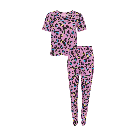 Women’s Short Sleeve PJ Set-Electric Leopard