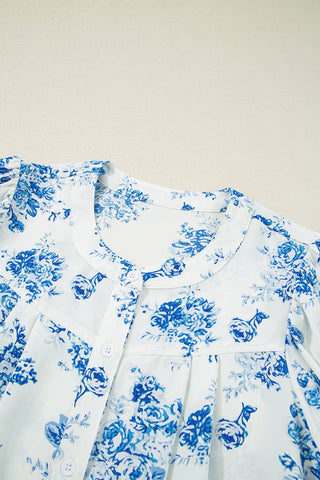 Viola Blue Floral  Blouse