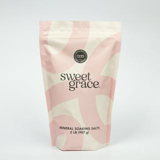 Bridgewater Sweet Grace Mineral Soaking Salts 2lb bag in pink and cream packaging