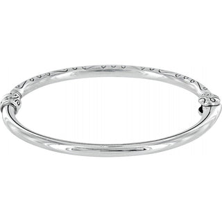 Brighton silver bangle bracelet with decorative beaded pattern and ornate end caps