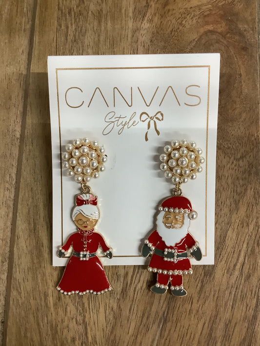 Santa & Mrs. Claus Enamel Earrings