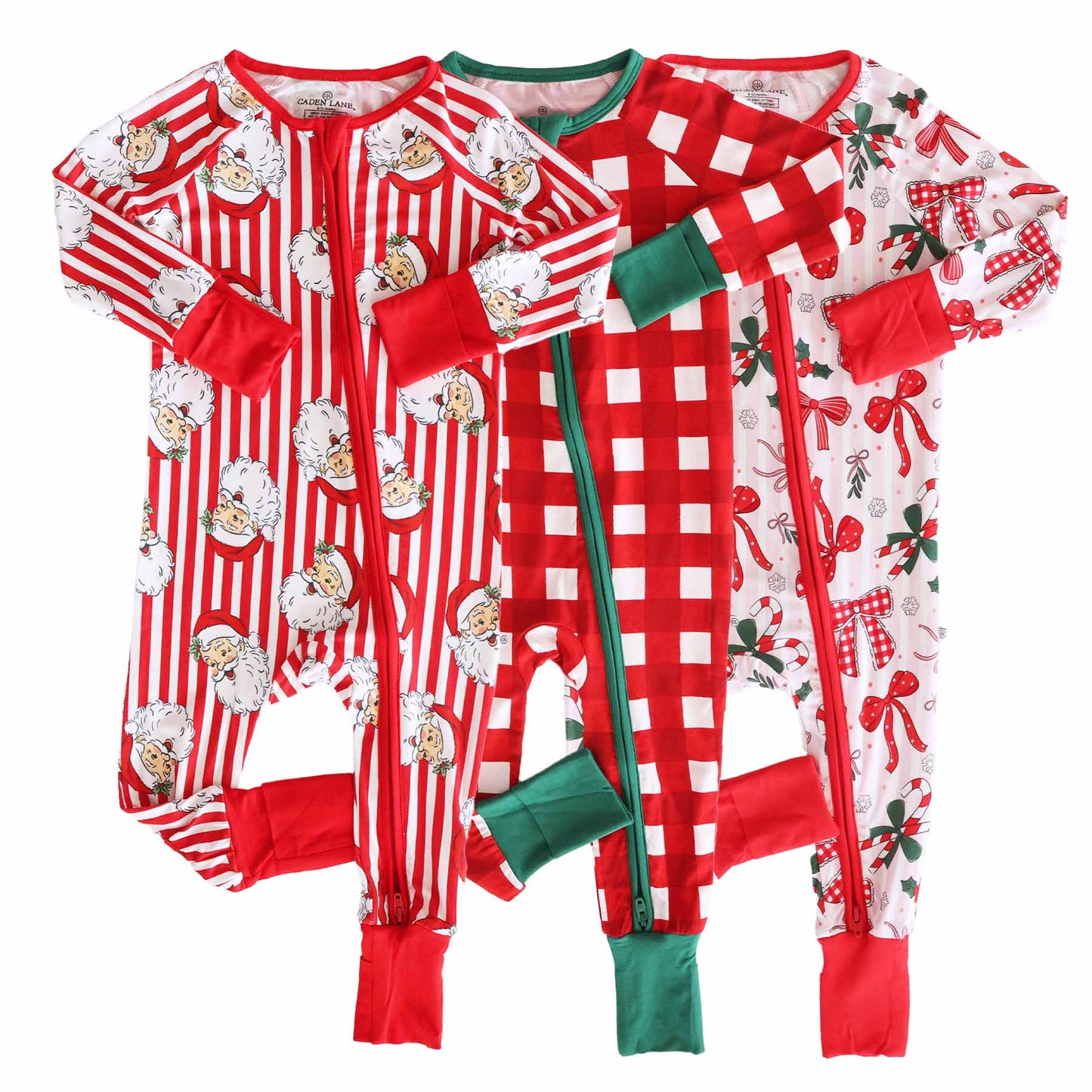 Christmas Bamboo Convertible Zip Rompers