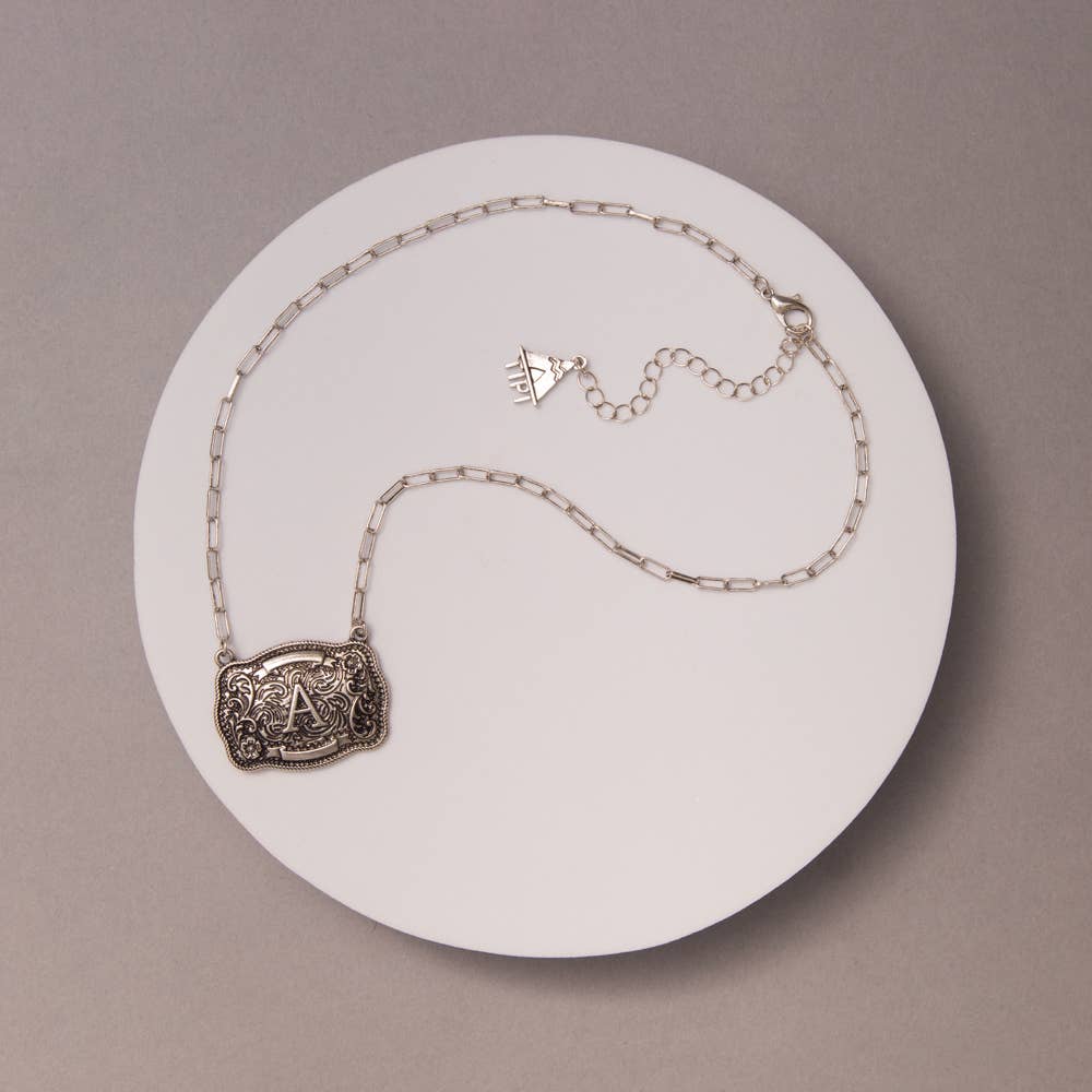 Western Buckle Initial Necklace