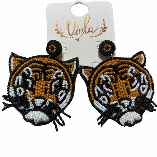 Tiger Beaded Earrings