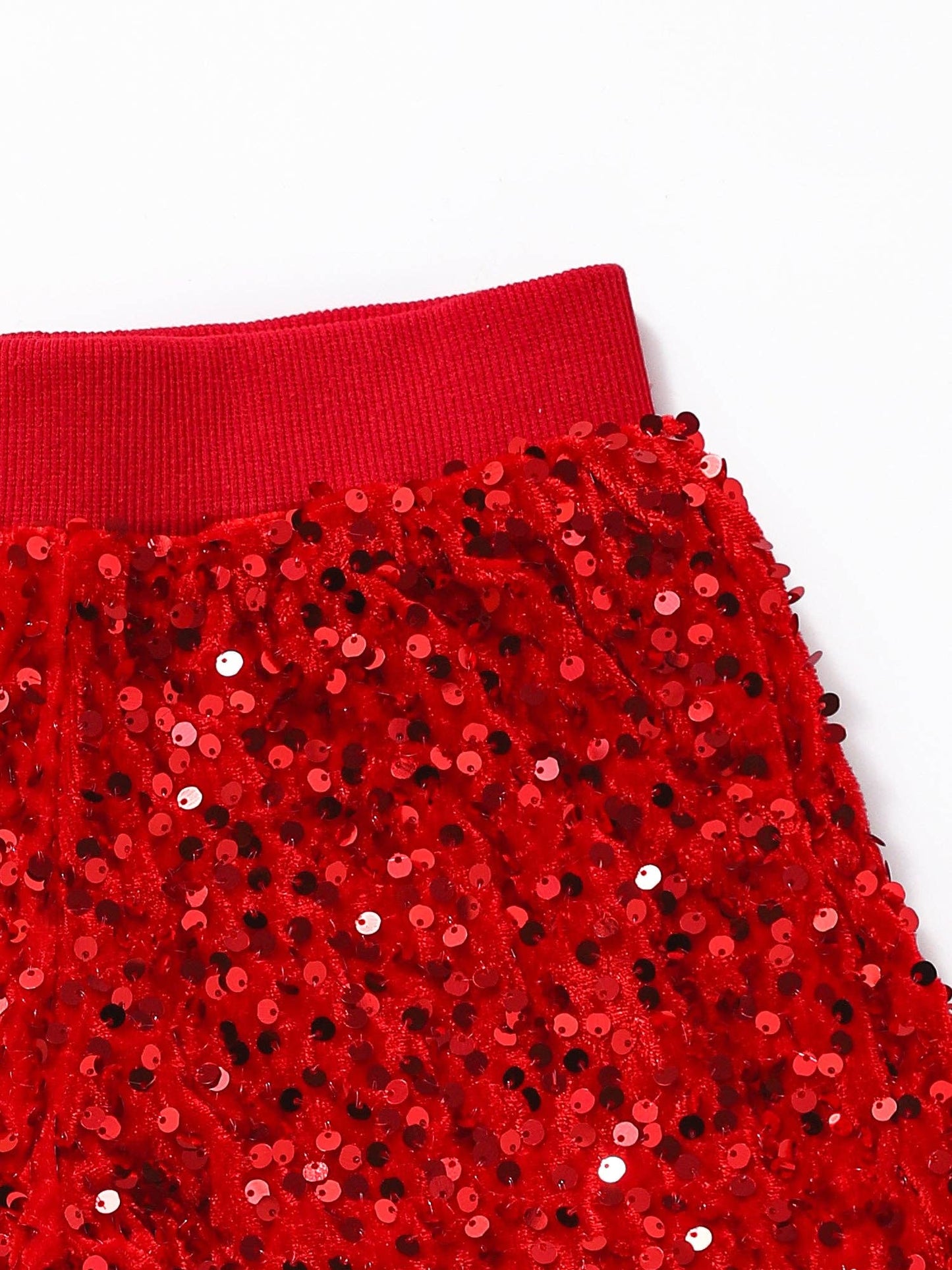 Girls Red Sequin Shorts With Lining