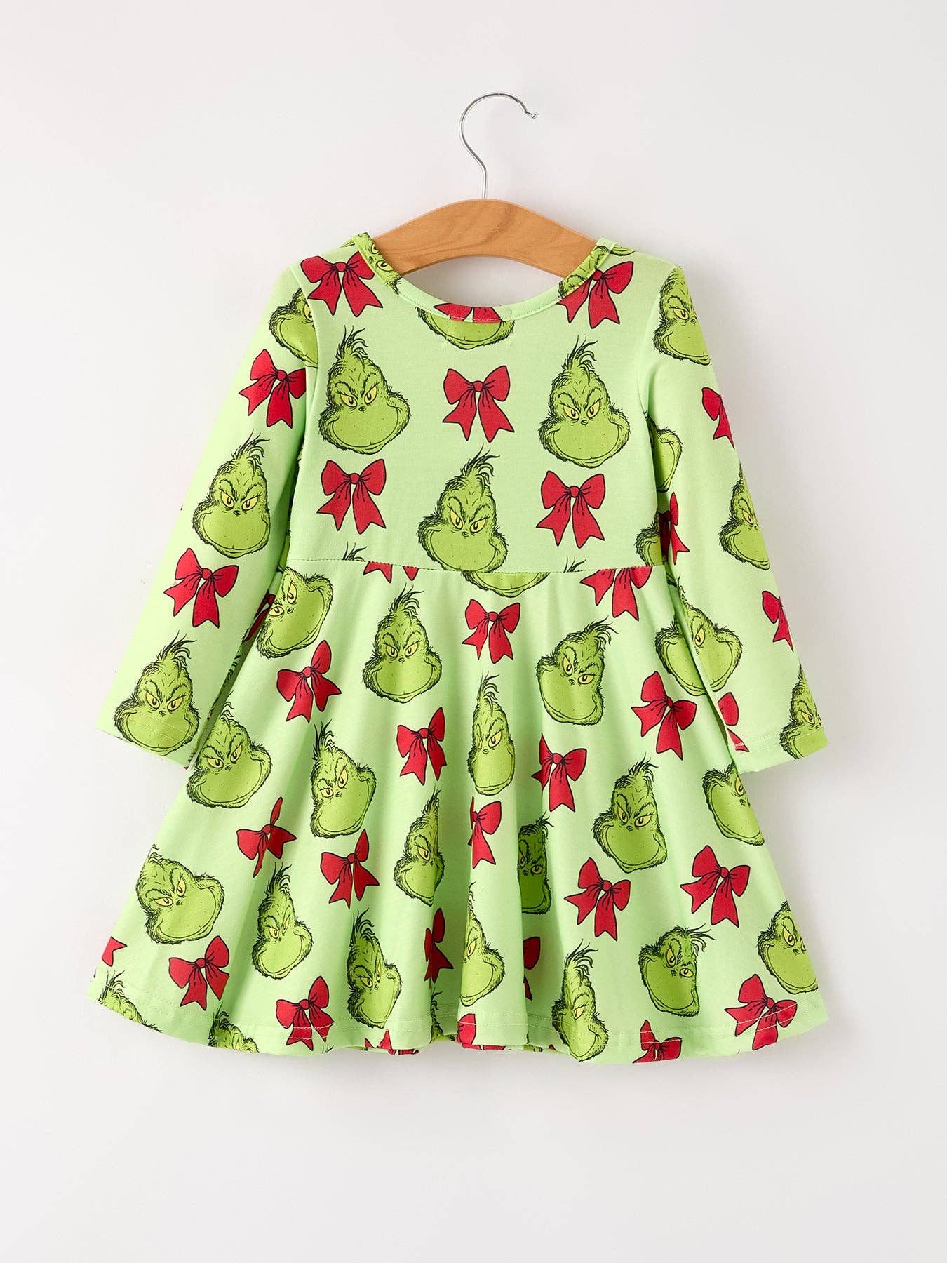 Christmas Bow Character Print Girls Dress
