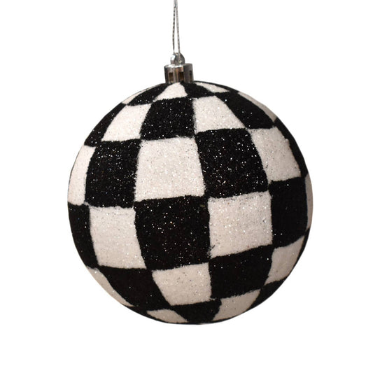 8'' Black White Checkered Ornament