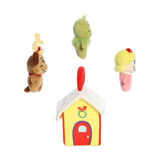 Aurora 9-inch Who House Playset with Grinch, Max, Cindy Lou Who finger puppets and plush house
