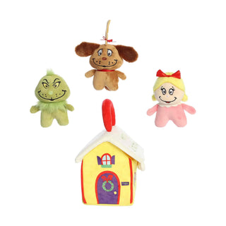 Aurora 9-inch Who House playset with Grinch, Max the dog, and Cindy Lou Who plush figures