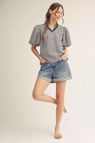 Black Gingham Top