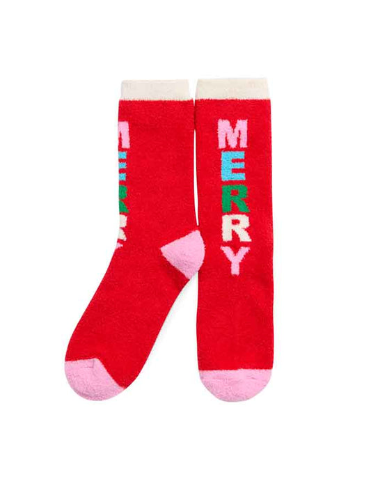 "MERRY" SOCKS,RED