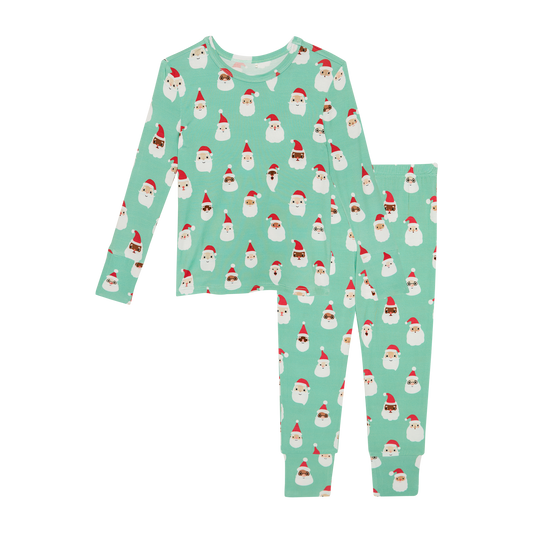 Long Sleeve Basic Pajama-Santa Medley