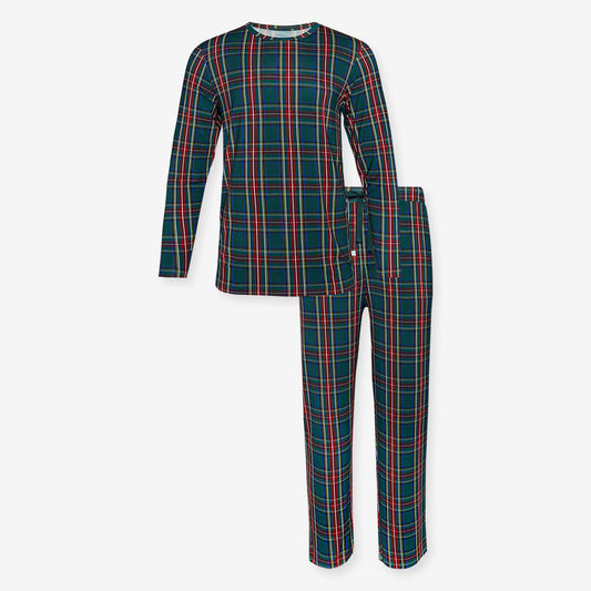 Men’s Long Sleeve Pajama Set-Tartan Plaid