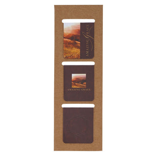 Amazing Grace magnetic bookmark set of three in brown landscape design packaging