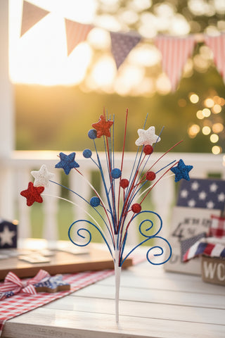 Decorative branch with red, white, and blue stars