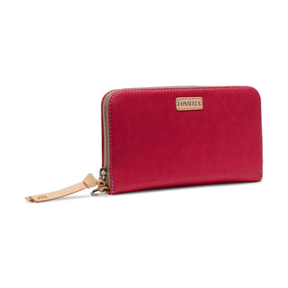Red wallet with a strap