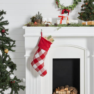 VHC Brands Christmas Decor Annie Red Check Stocking