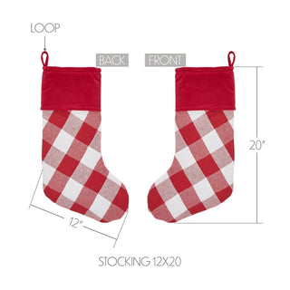 VHC Brands Christmas Decor Annie Red Check Stocking